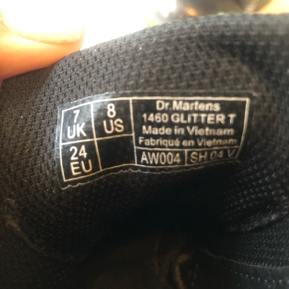 Black Glitter Doc Dr Martens Air Wair Boots 1460 - Picture 9 of 9